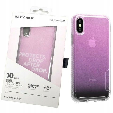 Etui tech21 iPhone Xr PureShimmer rozowy