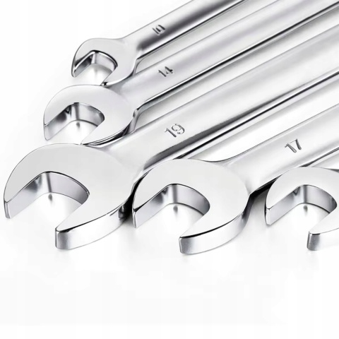 ZESTAW KLUCZY PŁASKO-OCZKOWYCH 8 el. KLUCZE PŁASKIE OCZKOWE ETUI 8-22 mm