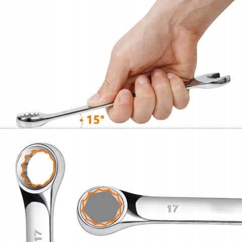 ZESTAW KLUCZY PŁASKO-OCZKOWYCH 8 el. KLUCZE PŁASKIE OCZKOWE ETUI 8-22 mm