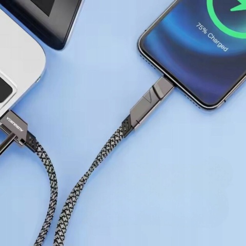Kabel Denmen USB - USB typ C / microUSB / Lightning 1 m
