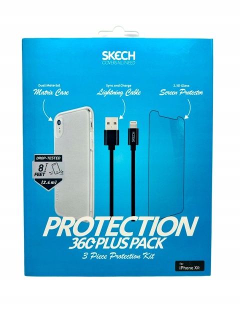 SKECH 360 Protection Pack Plus etui, szkło, kabel - iPhone xR