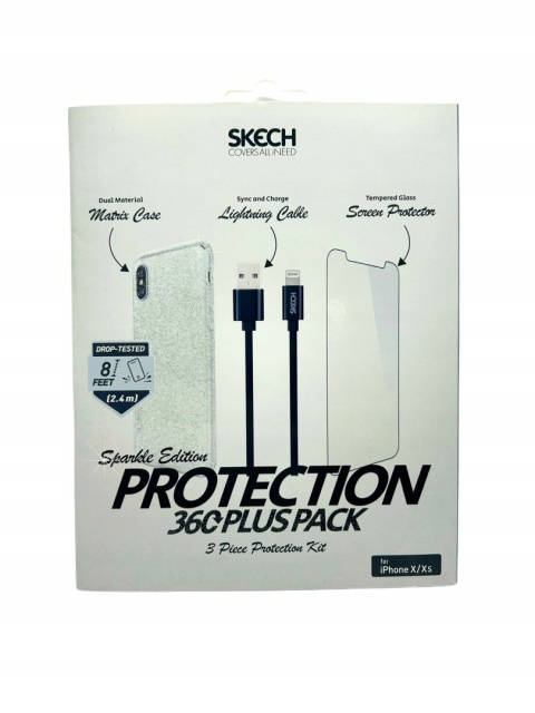 SKECH 360 Protection Plus Pack etui, szkło, kabel - iPhone X/Xs
