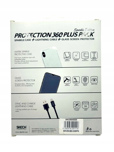 SKECH 360 Protection Plus Pack etui, szkło, kabel - iPhone X/Xs