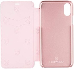 Etui FoxWood Slim Folio ze skóry naturalnej do Apple iPhone X w kolorze różowym