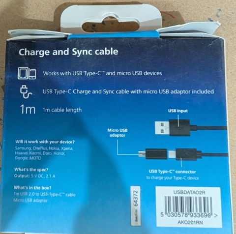 Kabel O2 USB - USBC/MicroUSB