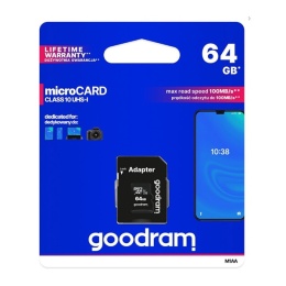 Karta pamieci GoodRam 64GB+adapter class 10 UHS-I M1AA0640R12