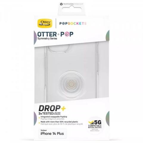 Etui OtterBox Otter+Pop do iPhone'a 14 Plus, PopSockets PopGrip bezbarwny