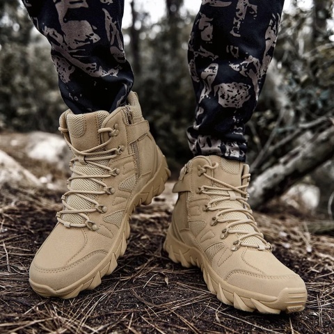 FOXTER Buty trekkingowe taktyczne wojskowe wodoodporne khaki rozmiar 43