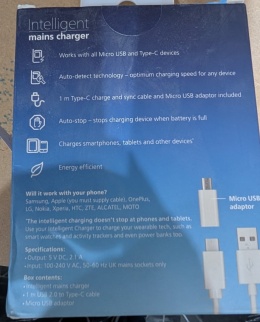 Ładowarka angielska i kabel USB typ C O2 mains charger