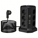 Listwa Zasilająca Stojąca Ochronna Odgromowa 12 Gniazd + 5 Portów Usb Reset