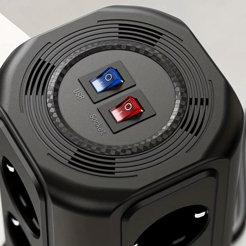 Listwa Zasilająca Stojąca Ochronna Odgromowa 12 Gniazd + 5 Portów Usb Reset