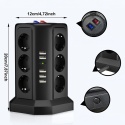 Listwa Zasilająca Stojąca Ochronna Odgromowa 12 Gniazd + 5 Portów Usb Reset