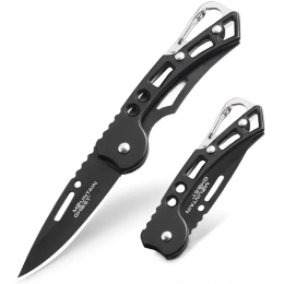 MOUNTAIN GHOST Nóż składany scyzoryk kieszonkowy lekki karabińczyk czarny 15cm