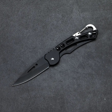 MOUNTAIN GHOST Nóż składany scyzoryk kieszonkowy lekki karabińczyk czarny 15cm