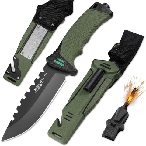 Nóż taktyczny wojskowy ratowniczy turystyczny survival krzesiwo przecinak zbijak osełka 25cm