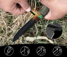 Nóż taktyczny wojskowy ratowniczy turystyczny survival krzesiwo przecinak zbijak osełka 25cm
