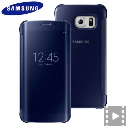 Oficjalne etui Clear View Cover do Samsunga Galaxy S6 Edge - niebieskie