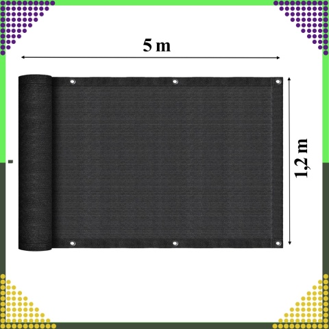 Osłona Balkonowa Mata Tarasowa Siatka na Balkon Taras Płot 1,2x5m UV 95%