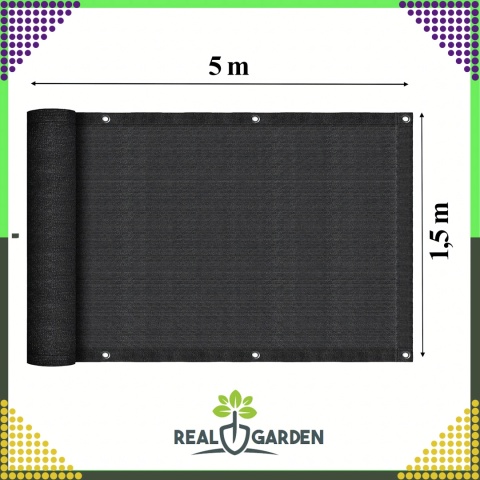 Osłona Balkonowa Mata Tarasowa Siatka na Balkon Taras Płot 1,5x5m UV 95%