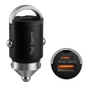 Teltech ładowarka samochodowa USB / Typ-C 30W QC PD Czarny TCC-01