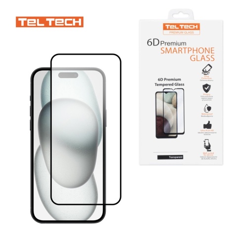 Teltech szkło hartowane 6D do iPhone 16 Pro Max czarna ramka