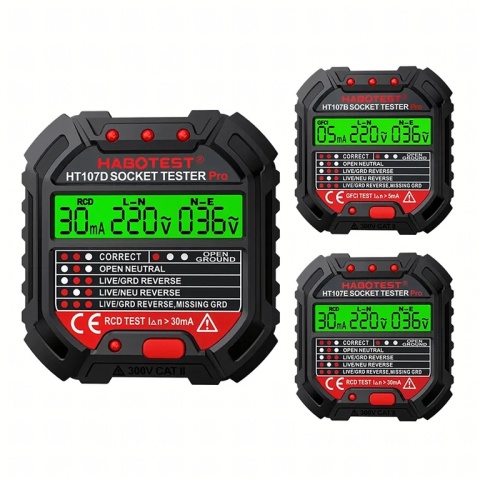 Tester Napięcia Gniazd Sieciowych Elektrycznych Gniazdek Kontaktów LCD RCD