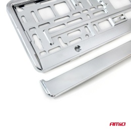 Ramka tablicy rejestracyjnej srebrna metalizowana AMIO-01170