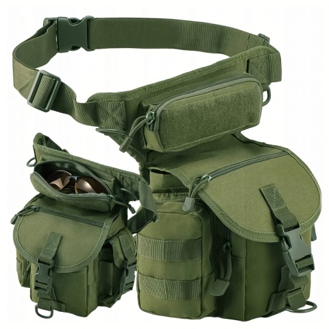Torba Saszetka Biodrowa na Nogę Wojskowa Taktyczna Pojemna Militarna zielona