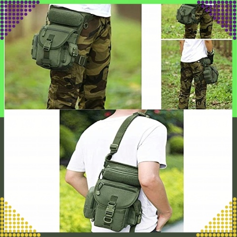 Torba Saszetka Biodrowa na Nogę Wojskowa Taktyczna Pojemna Militarna zielona