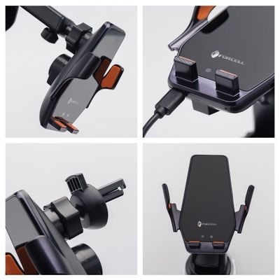 Uchwyt na telefon do samochodu indukcyjny Forcell F-Grip HS6 15W do szyby / kratki czarny
