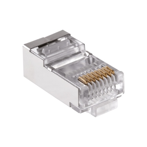 Wtyk telefon. RJ45 8P 8C(drut)przelotowy CAT.6E ekranowany